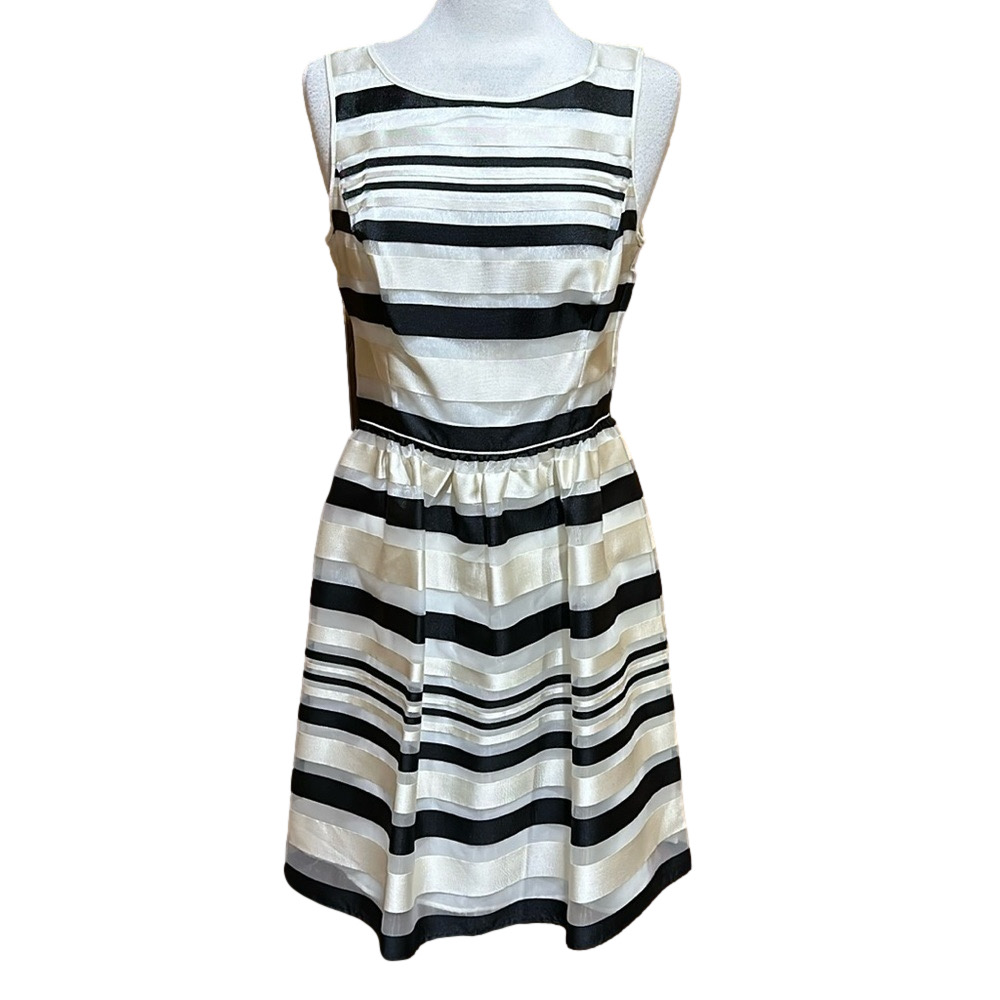 Banana Republic Striped Organza Overlay Dress Size 10 - EUC